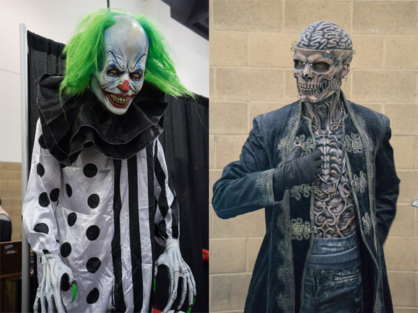 Evil Clown, Skeleton Makeup at Monsterpalooza 2016 Pasadena