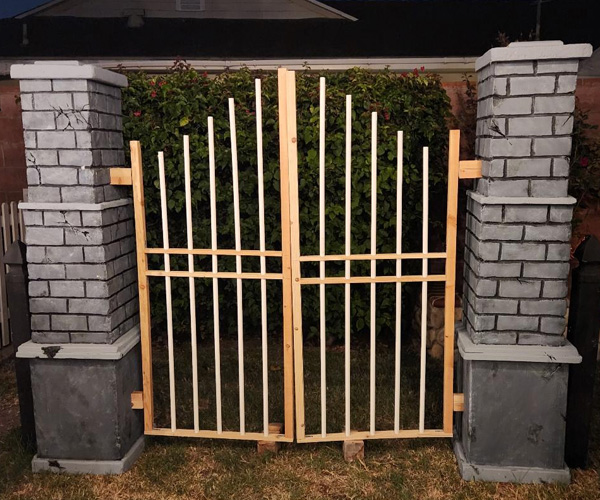 Adding shape to the cemetery gate.